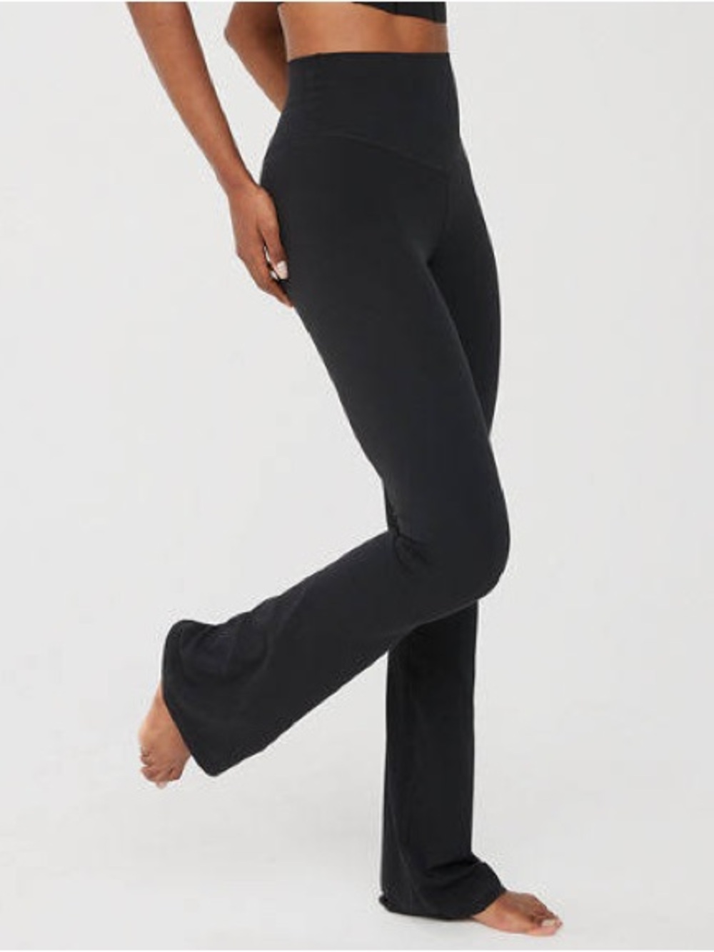 OFFLINE By Aerie OG Cotton High Waisted Flare Legging Black